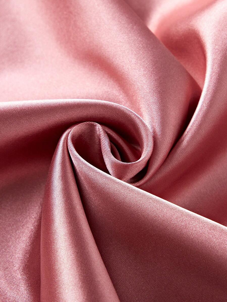 Women's spaghetti strap backless gentle and sweet solid color cross shoulder strap satin nightgown two colors
