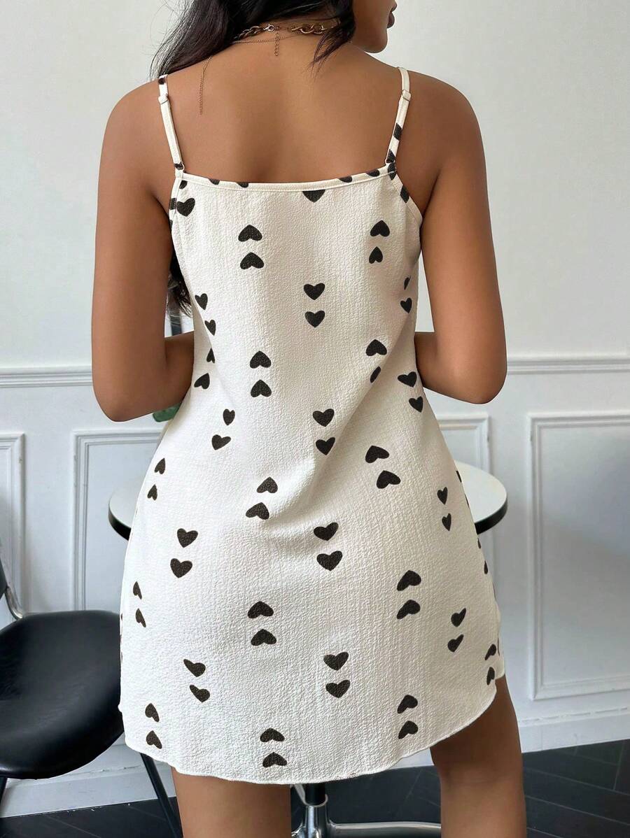 Heart print suspender pajamas