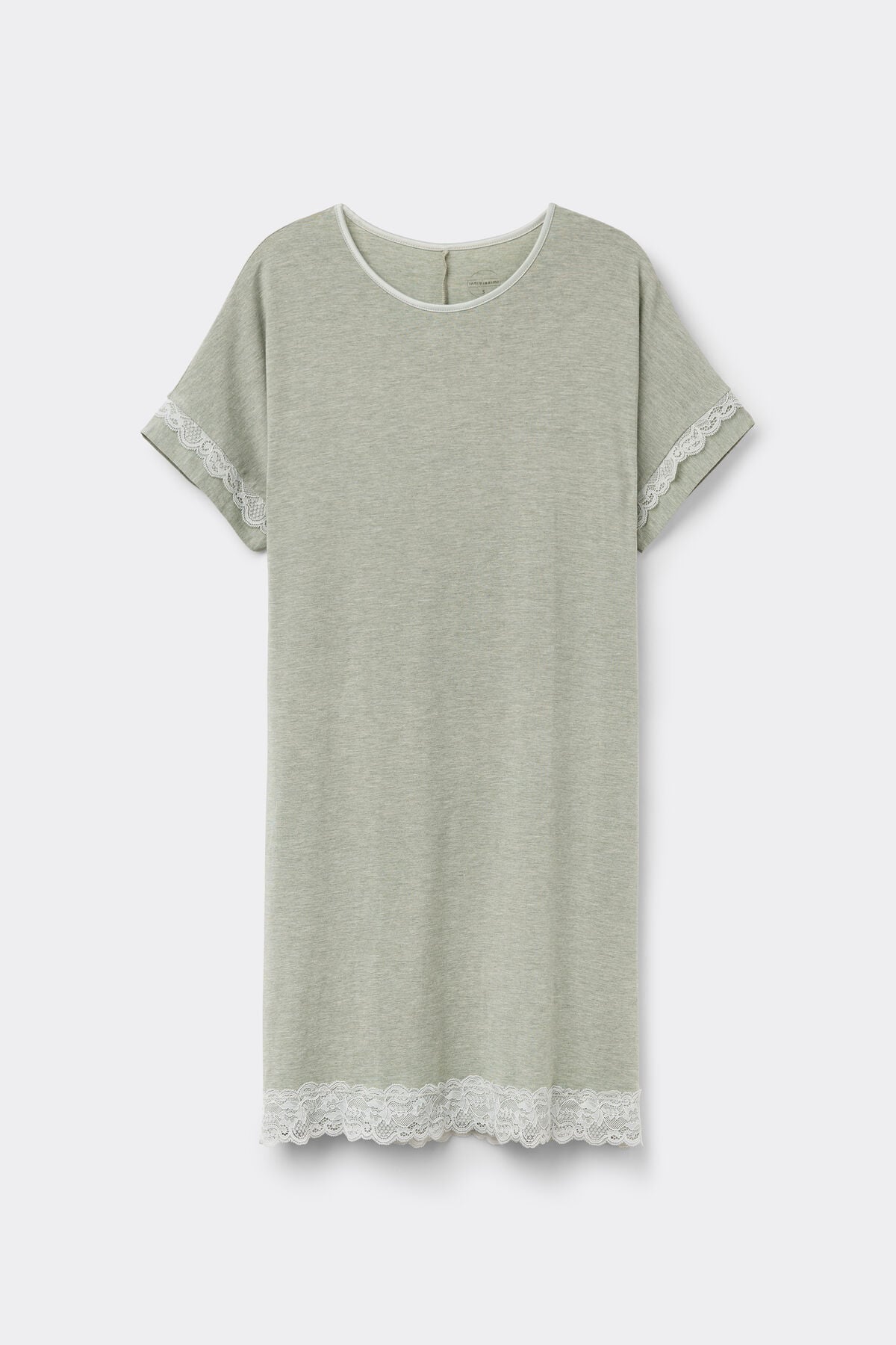 Lace Trim Short Sleeve Nightgown