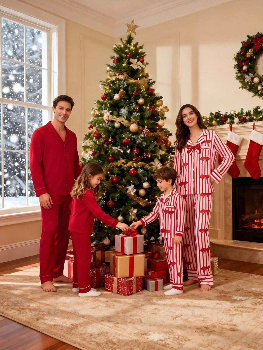 Christmas Family Casual Shirt Set, Long-Sleeved Collared Button-Down Shirt + Trousers, Two-Piece Set, Bow Tie Solid Color. Parent-Child Set, Christmas Family Parent-Child Set. Christmas Family Casual Shirt Set, Long-Sleeved Collared Button-Down Shirt + Trousers, Two-Piece Set, Bow Tie Solid Color. Parent-Child Set, Christmas Family Parent-Child Set.