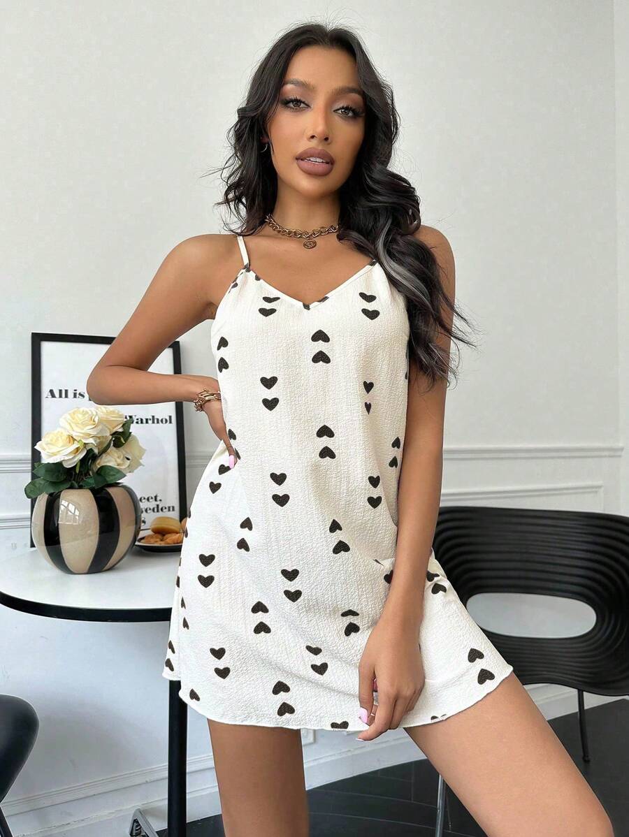 Heart print suspender pajamas Heart print suspender pajamas