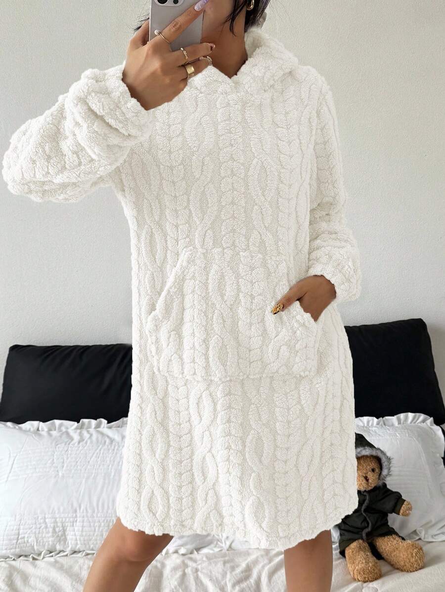Women's 3D animal ears hooded plush fluffy comfortable winter pajamas
