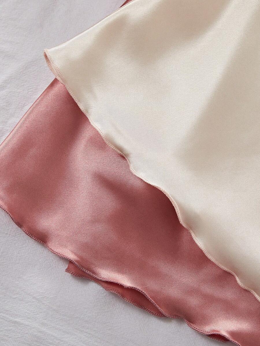 Women's spaghetti strap backless gentle and sweet solid color cross shoulder strap satin nightgown two colors