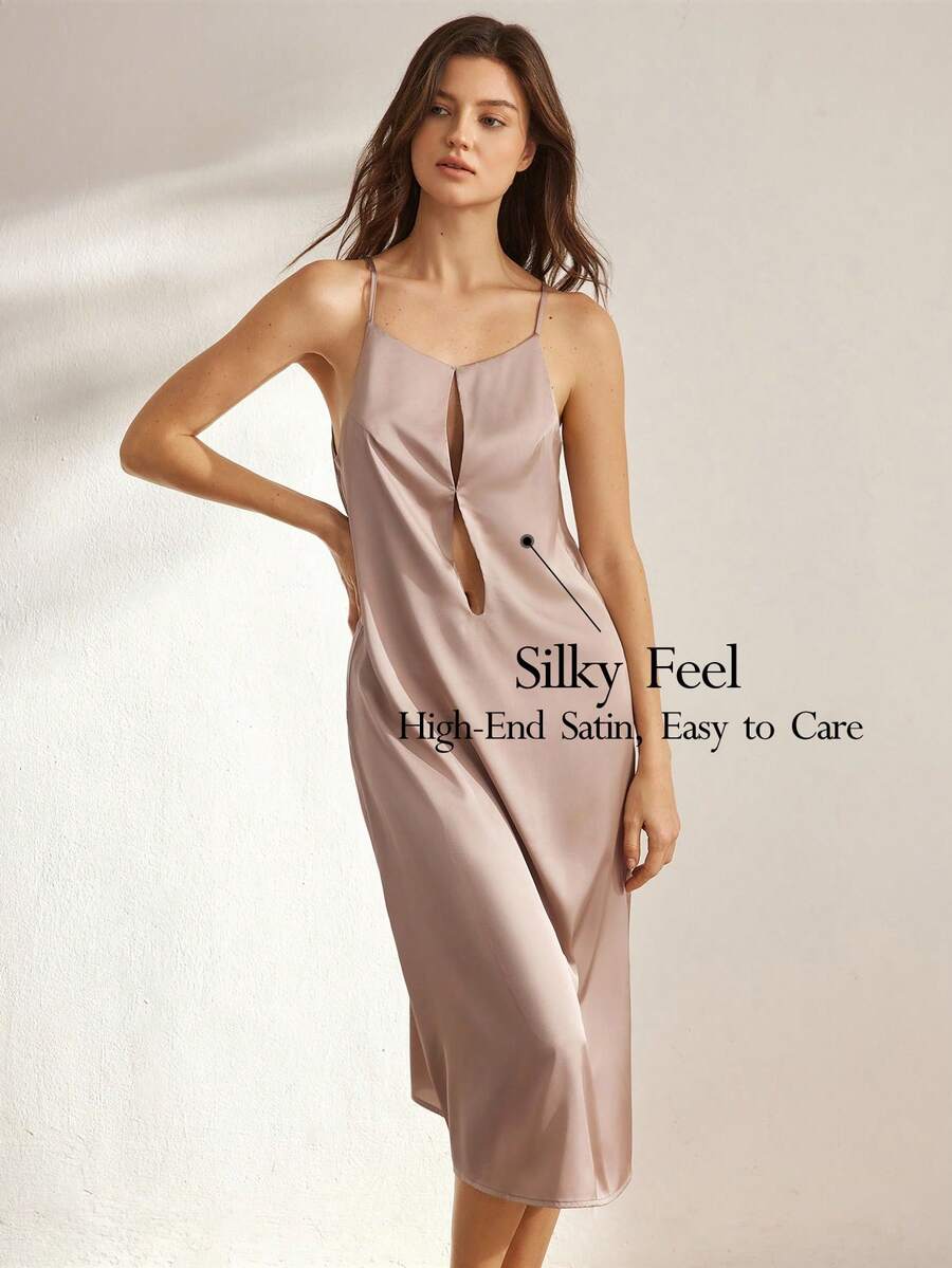 Comfortable, soft and smooth satin suspender skirt, fashionable autumn pajamas
