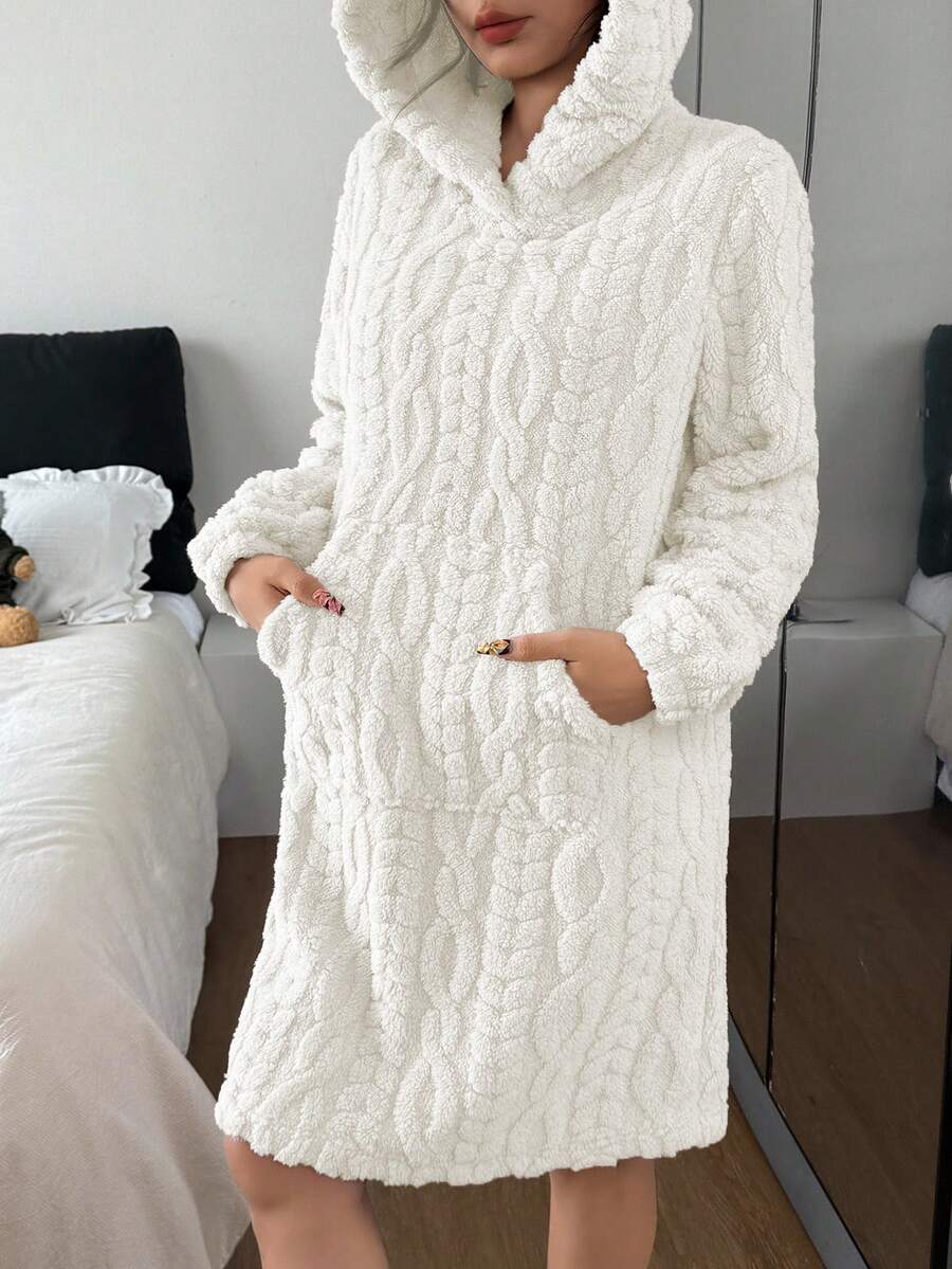 Women's 3D animal ears hooded plush fluffy comfortable winter pajamas