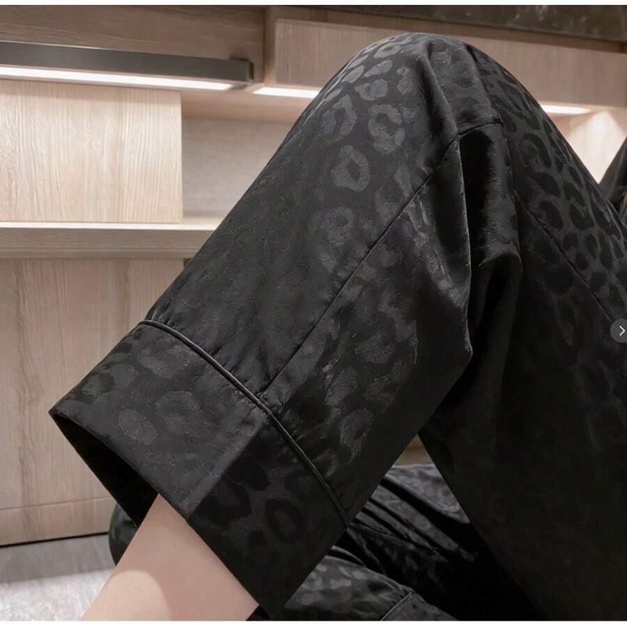 Ins High-End Long-Sleeved Pajamas For Women's Spring And Autumn New Ice Silk Trousers, Summer Silk Loungewear Suit Can Be Worn Outside Leisure, Anti-Static, Breathable, For Sleeping, For Bathing, Elastic, Antibacterial, For Home Use, Warm, Comfortable, Mo