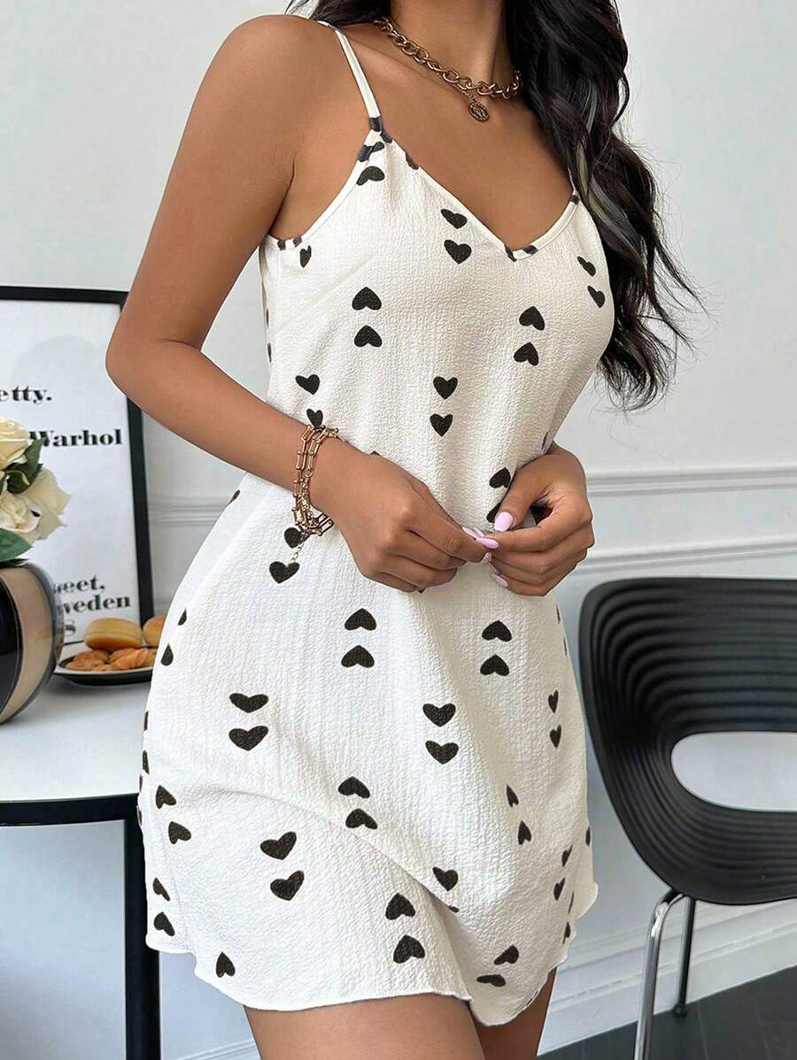 Heart print suspender pajamas Heart print suspender pajamas